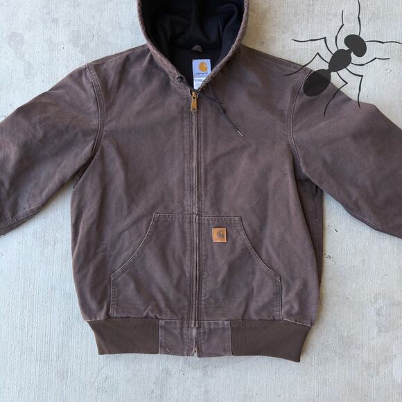 Carhartt J208 DKB brown hooded work wear jacket - Picture 3 of 8